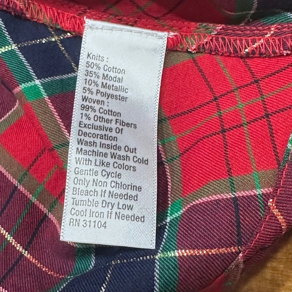 Crown‎ & Ivy Girl's Christmas Dress Toddler Size 5 Red Green Plaid Gold Metallic